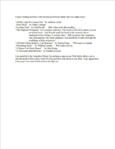 Jenny's Book List 2016